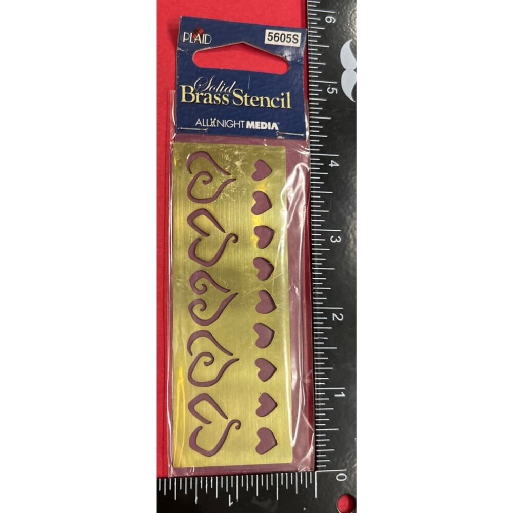 Plaid All night Media Solid Brass Stencil Heart & Swirl Designs 5605S